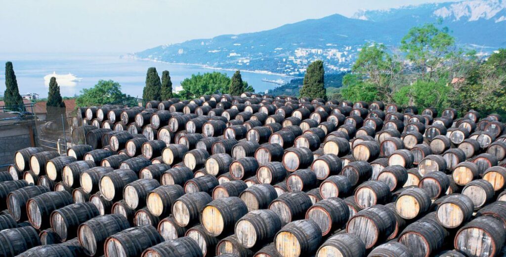 Massandra wine in barrels